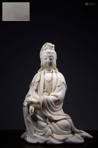 Chinese Blanc De Porcelain Guanyin,Mark