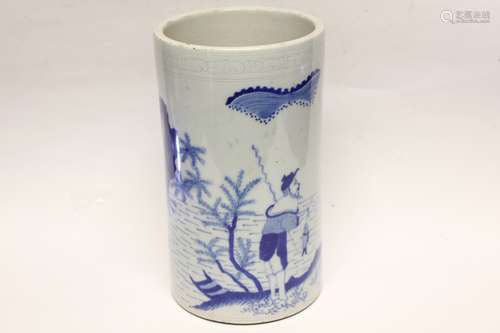 Chinese Blue and White Porcelain Brushpot