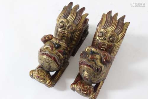 Pair of Chinese Gilt Wood Paper Weight