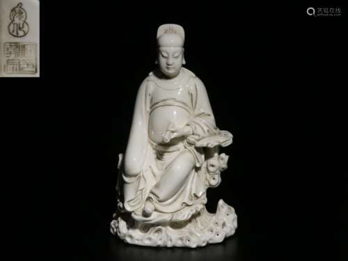 Chinese Blanc De Porcelain Figurine,Mark