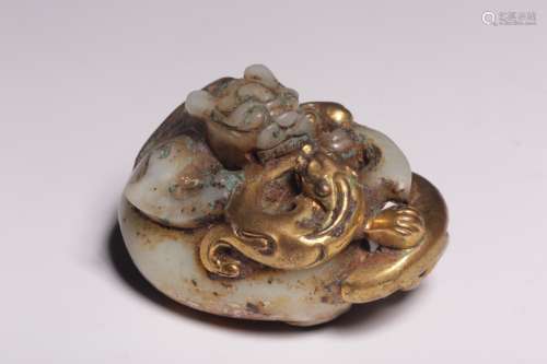 Chinese Hetian Jade Carved Dragon