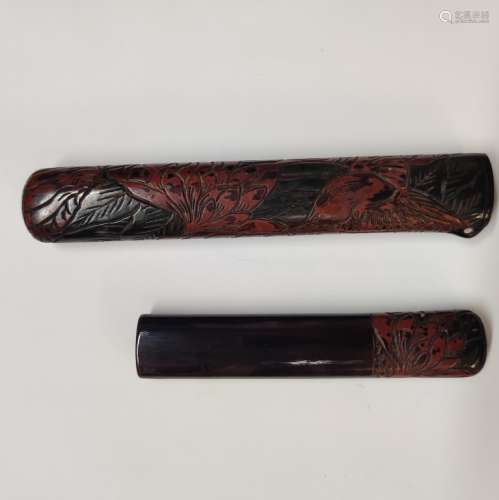 Japanese Lacquer Wood Pipe Case
