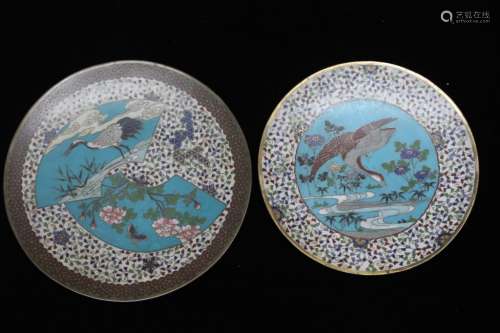 Two Chinese Cloisonne Plate