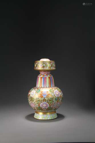 A Chinese pastel porcelain with gold ornamentation