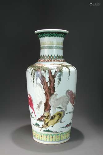 A Chinese pastel horse-patterned porcelain