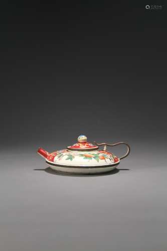 A Chinese copper teapot