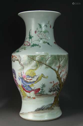 A large bottle decorated with Chinese pastel patterns