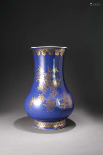 A Chinese porcelain with blue gold ornamentation