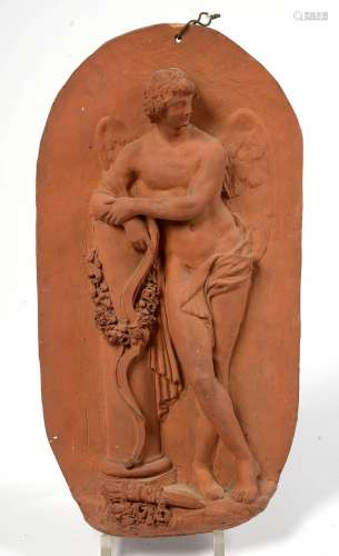 Bas-relief, estampage en terre cuite représentant "Cupi...