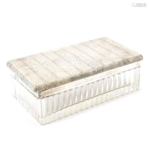 ART DECO SILVER & SHEGREEN DRESSING TABLE BOX