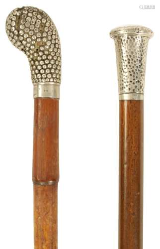 TWO LATE 19TH CENTURY SILVER TOPPED WALKING STICKS