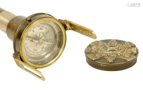 AN UNUSUAL EARLY 20TH CENTURY MILITARY WALKING STICK/COMPASS...