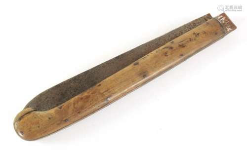 A GIANT LATE 19TH CENTURY ROSEWOOD FOLDING KNIFE