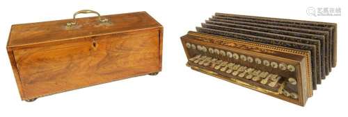 A 19TH CENTURY ROSEWOOD AND MARQUETRY INLAID GERMAN ACCORDIO...
