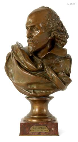 CARRIER BELLEUSE. A LATE 19TH CENTURY FRENCH BRONZE BUST MOD...