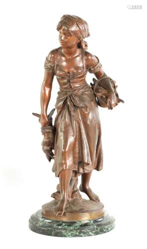 AFTER AUGUSTE MOREAU - A 20TH CENTURY PATINATED BRONZE FIGUR...