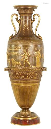 A FRENCH  NEO-GREC  GILT AND PATINATED-BRONZE VASES DESIGNED...