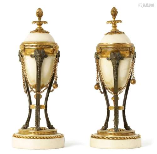 A PAIR OF 19TH CENTURY ADAM STYLE BRONZE AND ORMOLU MOUNTED ...