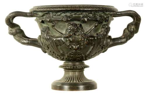A LATE 19TH CENTURY PATINATED BRONZE WARWICK VASE