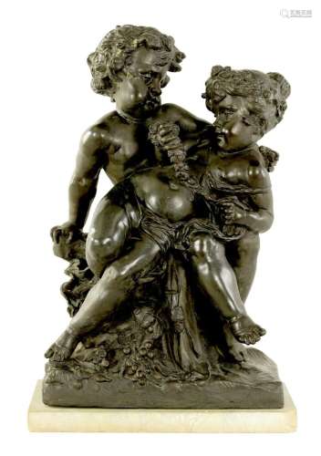 A LARGE 19TH CENTURY PATINATED BRONZE SCULPTURE IN THE MANNE...