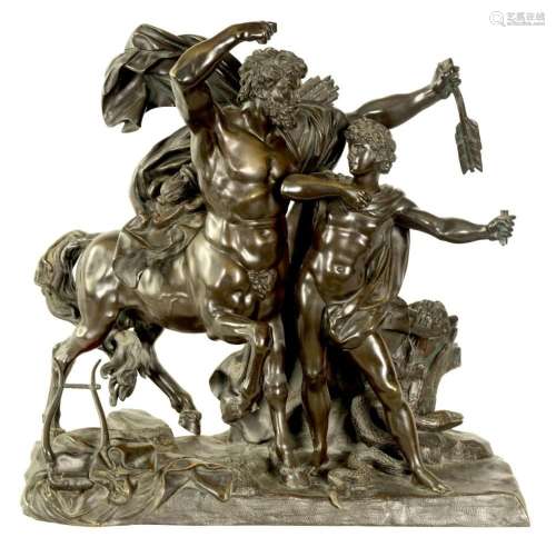 A 19TH CENTURY FRENCH BRONZE GROUP ÔEDUCATION OF ACHILLES BY...