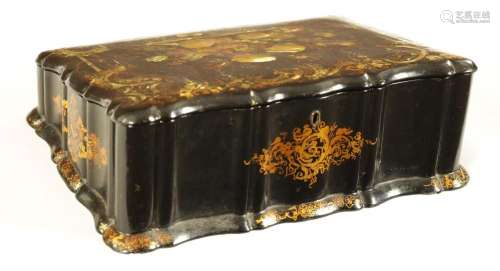 A 19TH CENTURY PAPIER MACHE MOTHER OF PEARL INLAID WRITING B...