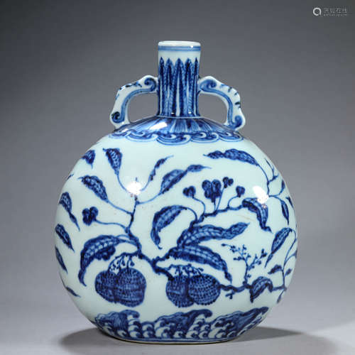 Blue and White Lychee Oblate Vase