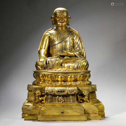 Silver Inlaid and Gilt-Bronze Figure of Guru