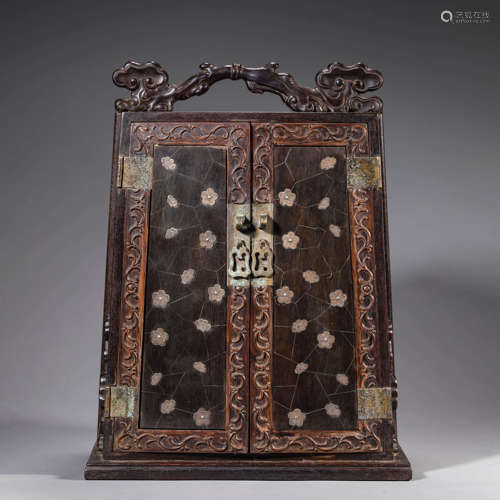 Silver Inlaid Sandalwood Curio Chest