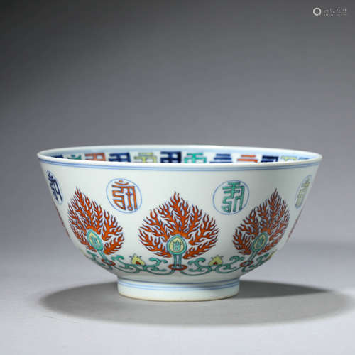 Doucai Glaze Sanskrit Flower Bowl