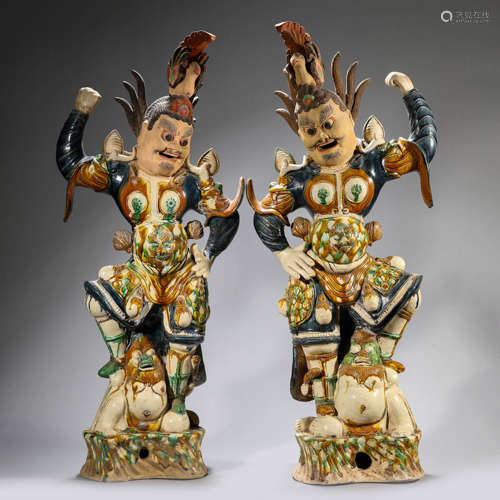 Two Sancai-Glazed Statues of Lokapala