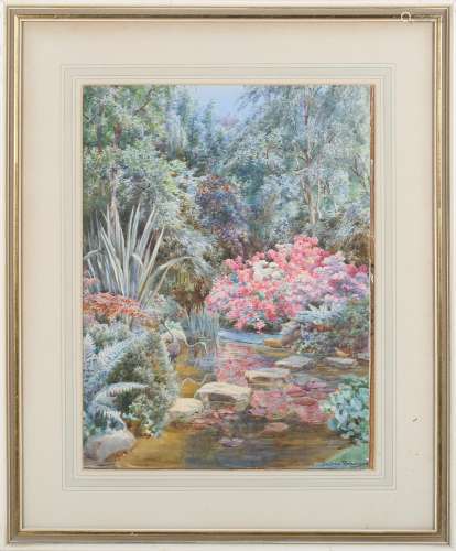 Beatrice Parsons - Landscape with Garden Pond and Azaleas