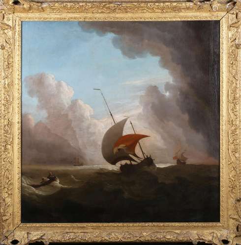 Circle of Willem van de Velde - Sailing Vessels in a Stiff B...