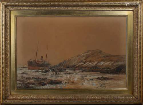 Charles E. Dixon - Coastal View of a Shipwreck