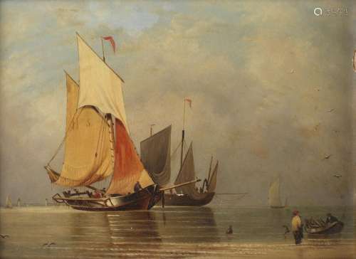 After Edward William Cooke, RA French craft off Quillebeuf