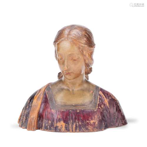 【TP】A late 19th century Italian painted terracotta female bu...