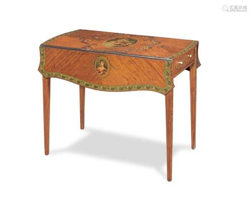 【TP】A Victorian Sheraton revival satinwood and polychrome de...