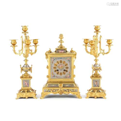 【TP】A late 19th century French gilt bronze and platinum grou...