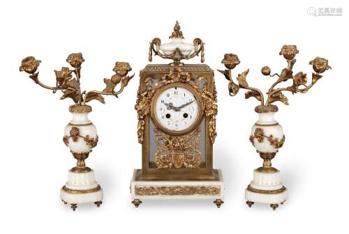 【TP】A late 19th century French gilt bronze and white marble ...