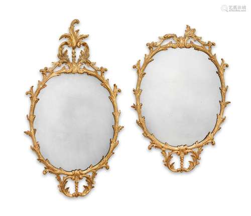 【TP】A pair of 19th century carved giltwood mirrors after the...