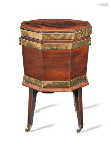 【TP】A late George III mahogany and brass mounted octagonal c...