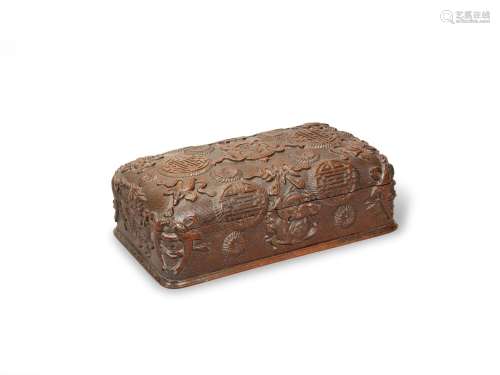 A Chinese carved hardwood box late Qing dynasty, circa 1900