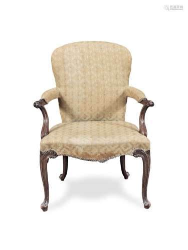 【TP】A George III mahogany open armchair in the French taste