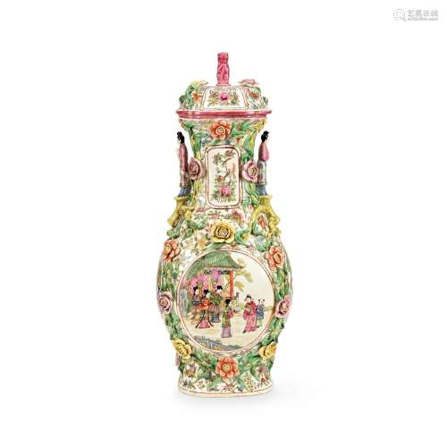 【TP】An mid 19th century Canton famille rose and floral encru...