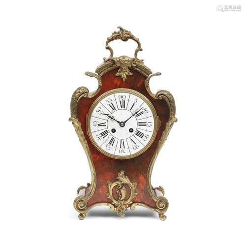 【Y】A late 19th century French Boulle mantel clock and a simi...