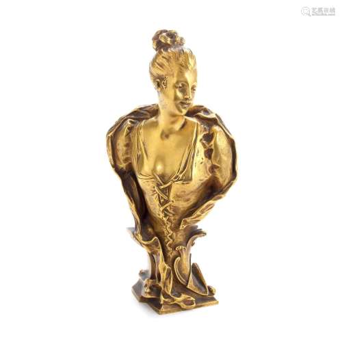 Emile Laporte (French, 1858-1907) A gilt bronze bust of a th...