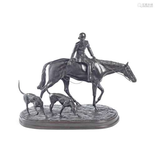 【*】Jonathan Knight (British, b. 1954) A bronze equestrian gr...