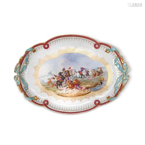 A late 19th century Meissen porcelain cabinet tray