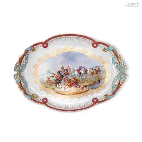 A late 19th century Meissen porcelain cabinet tray