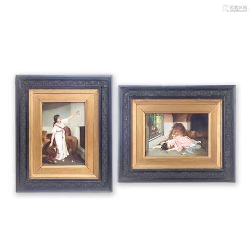 Two similar late 19th century Berlin KPM porcelain plaques b...